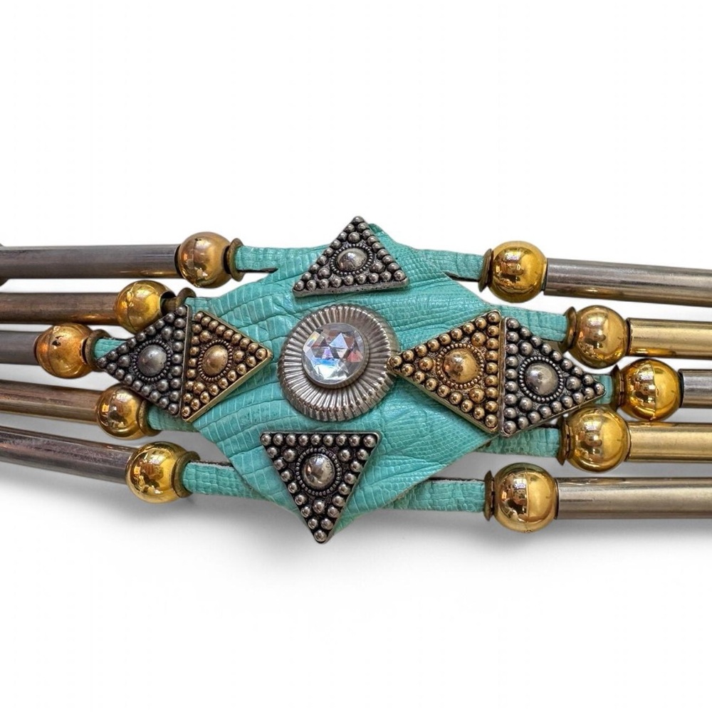 Turquoise and Gold Beaded Belt